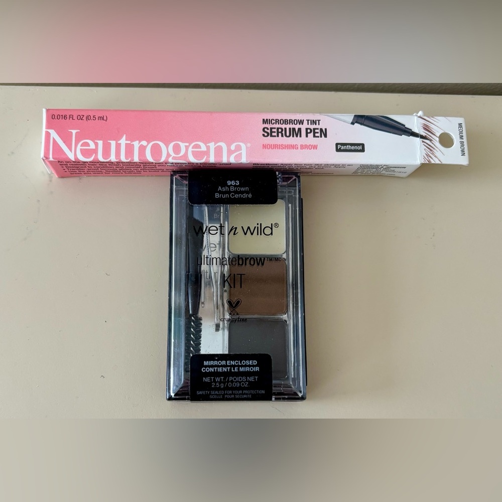 Neutrogena Microbrow Tint Serum Pen - Black and Wet n Wild eyebrow kit